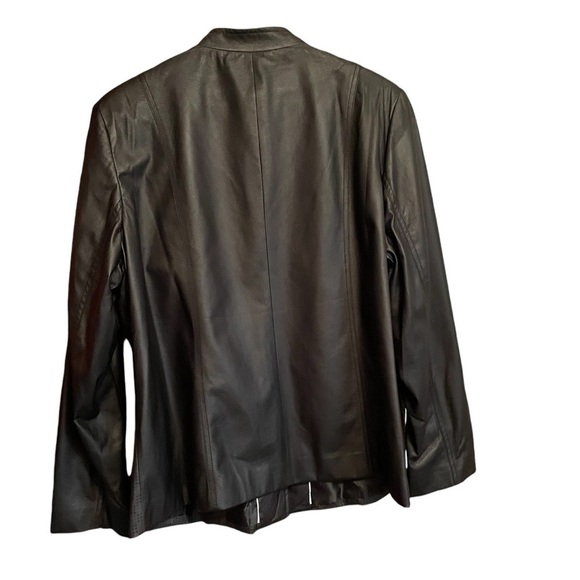 Plus Size TanJay Faux Leather Black Jacket-Domed Front-Perforated Design-Size 18 - Picture 2 of 8